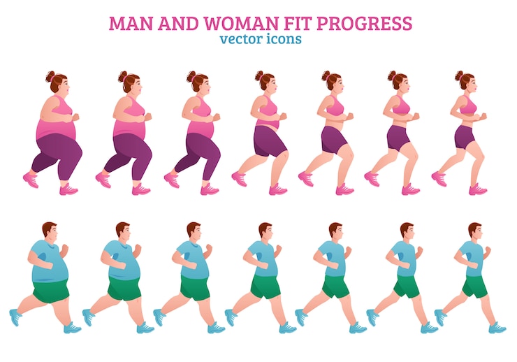 Free Vector fitness stages composition