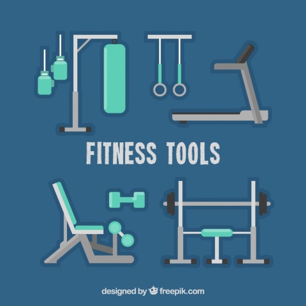 Free vector fitness tools in flat design