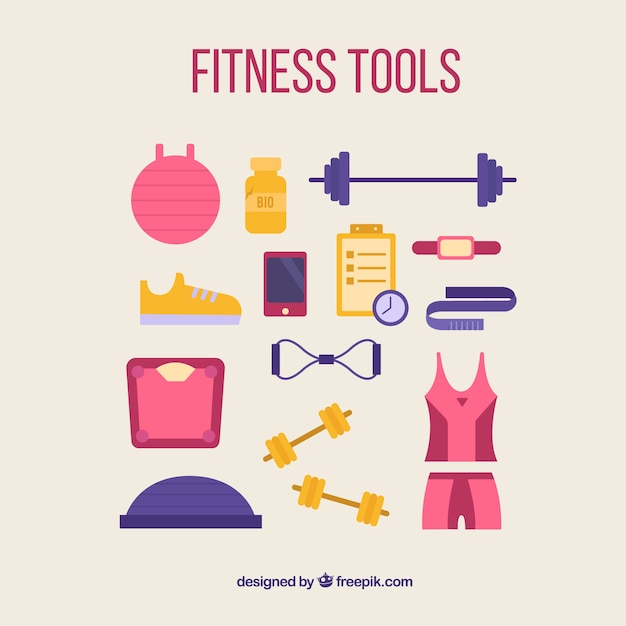 Free vector fitness tools for women pack