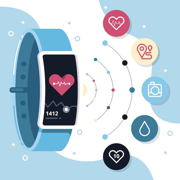 Fitness trackers in flat design