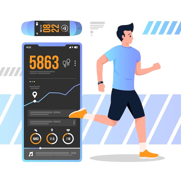 Free vector fitness trackers in flat design