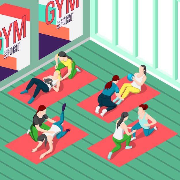 Free vector fitness trainers isometric