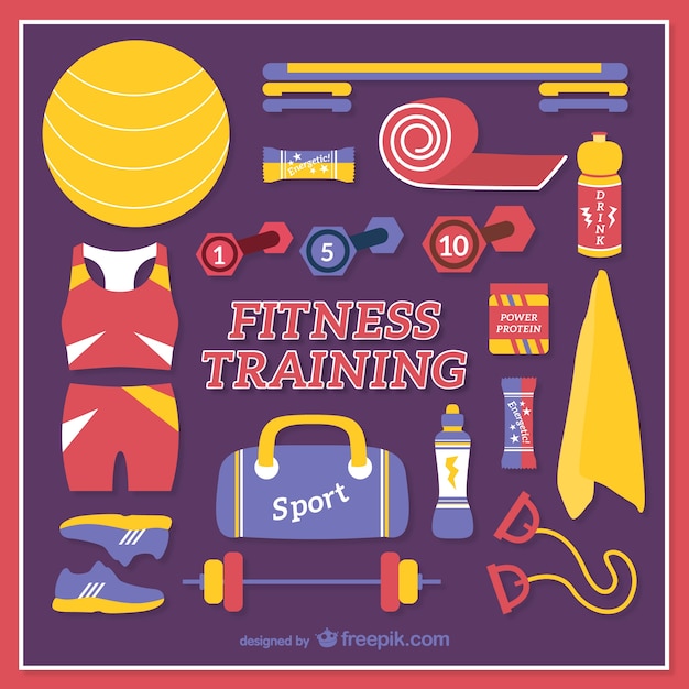 Free vector fitness training elements