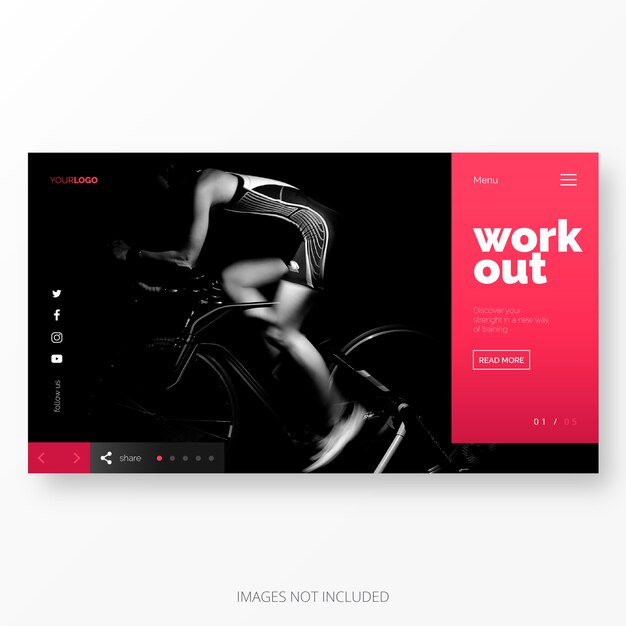 Free vector fitness and work out landing page template