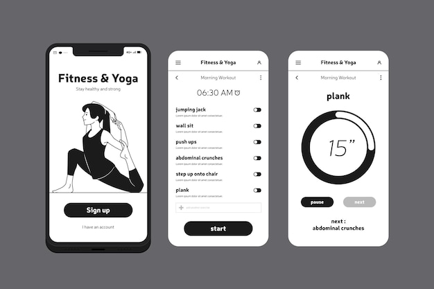 Free vector fitness and yoga mobile phone app