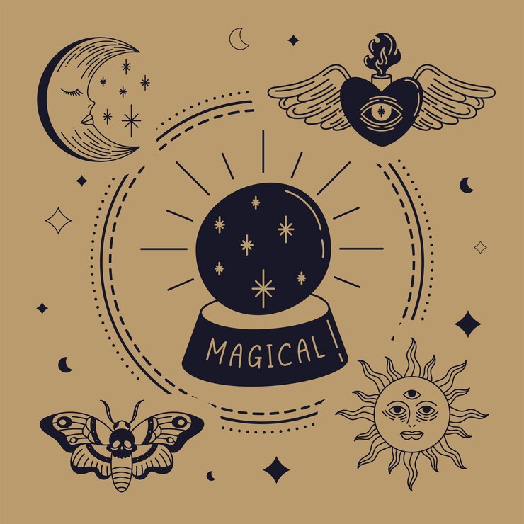 Free Vector five alchemy sketch icons