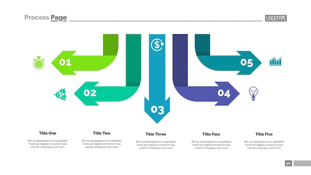 Vettore gratuito modello di cinque frecce infografica diagramma