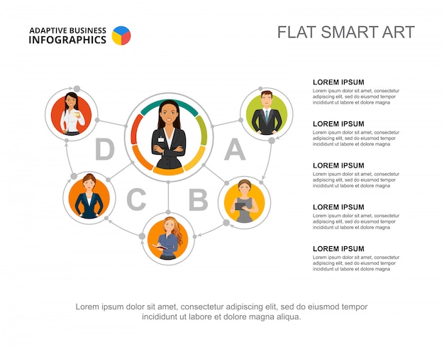 연결된 다섯 원 프로세스 차트 템플릿을 프레 젠 테이 션. 비즈니스 데이터.