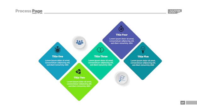 Five elements flow chart diagram template. Business data. Graph, chart