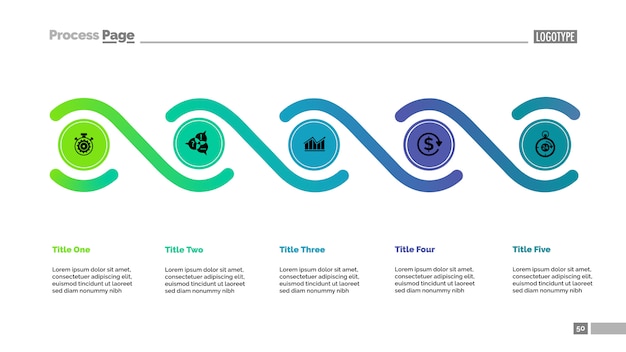 Five elements process chart template. Business data. 