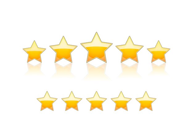 Five gold stars isolated