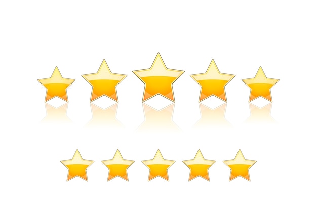 Five gold stars isolated