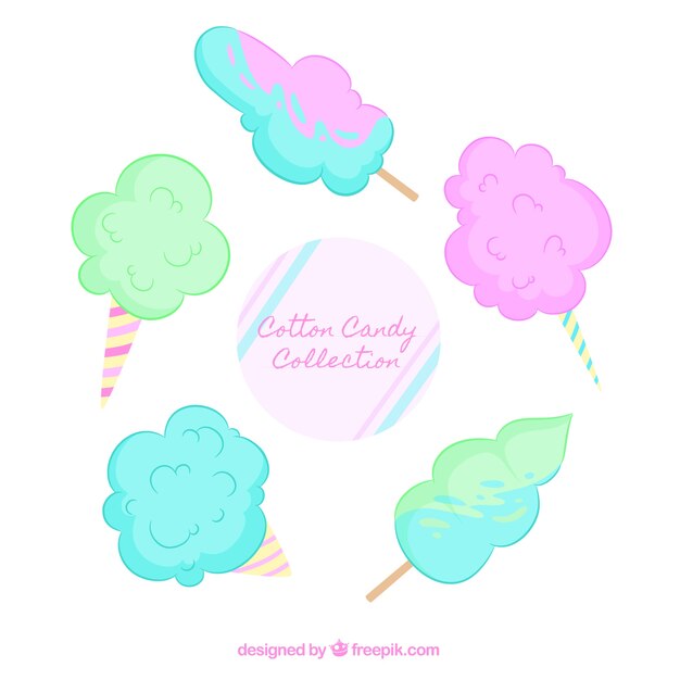 Five hand drawn candy cottons