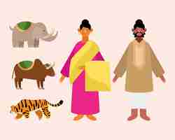 Free vector five india culture icons