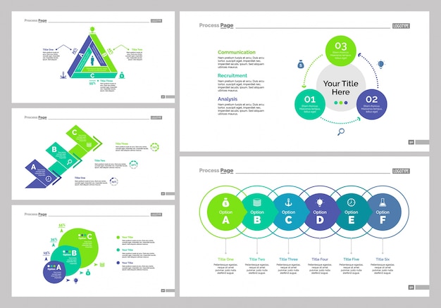 Free vector five management slide templates set