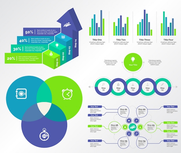 Five Marketing Charts Templates Set