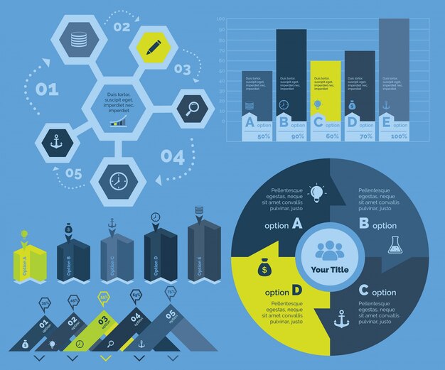 Набор шаблонов пяти маркетинговых диаграмм