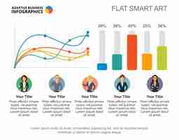 Free vector five options line and bar chart template for presentation.