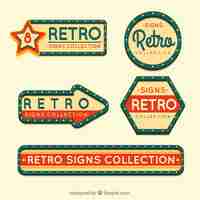 Free vector five outdoor signs, vintage style
