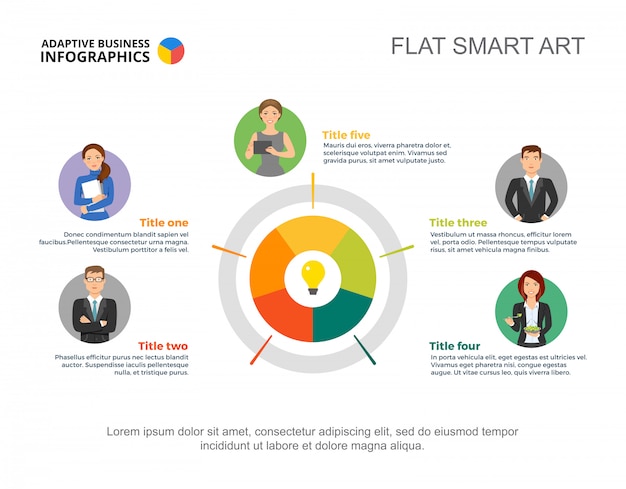 Free vector five people process chart template for presentation. business data visualization.