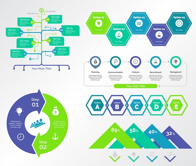 Five planning charts templates set