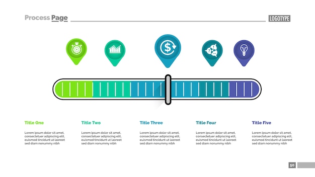 Free vector five pointers scale metaphor process chart template for presentation.