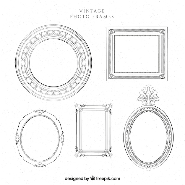 Five retro photo frames