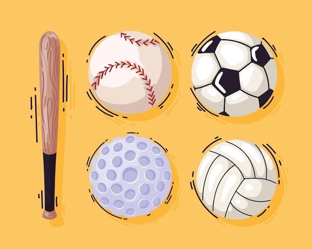 Free vector five sports equipment icons