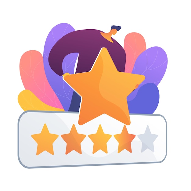 Vettore gratuito classificazione a cinque stelle. valutazione, valutazione, stima. recensione eccellente, soddisfazione del cliente per il servizio, punteggio più alto. feedback dei clienti.