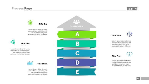 Five steps arrow graph slide template business data. chart, diagram