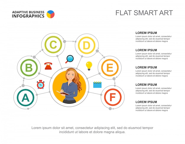 Five steps process chart template for presentation