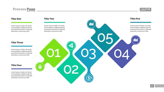 Free vector five steps project process chart template for presentation.