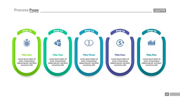 Five steps project process chart template for presentation