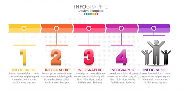 Пять шагов сроки инфографики дизайн вектор