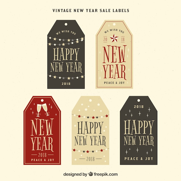 Бесплатное векторное изображение Пять ярлыков нового года