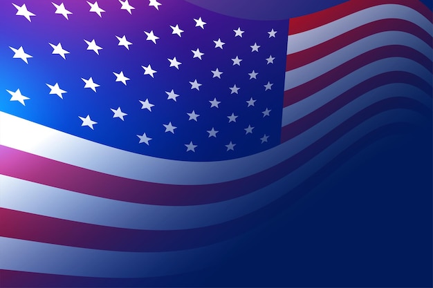 Флаг америки на синем фоне со светящимися огнями