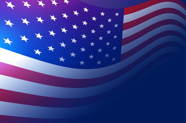 Flag of america on blue background with lights glow