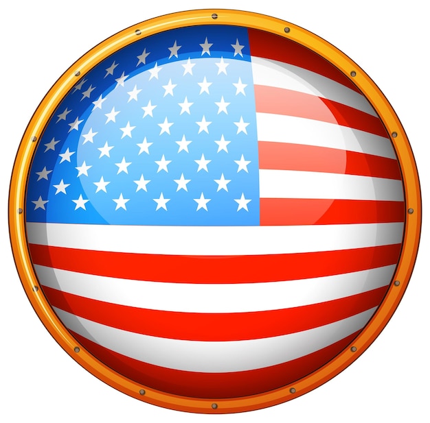 Flag of america in round badge