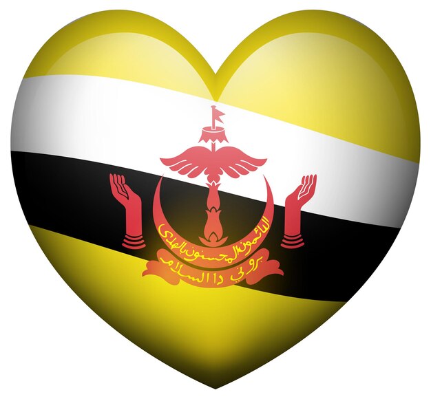 Flag of Brunei in heart shape