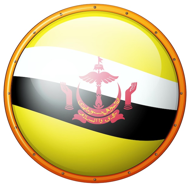 Free vector flag of brunei on round badge