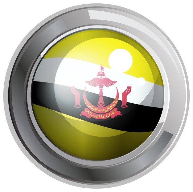 Flag of Brunei on round frame