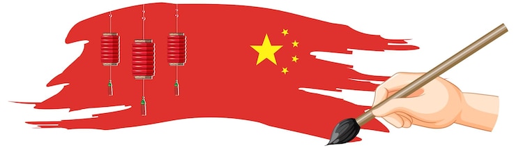 無料Vector 白い背景の上の中国の旗