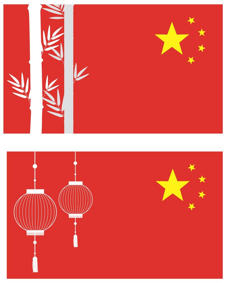 無料Vector 白い背景の上の中国の旗