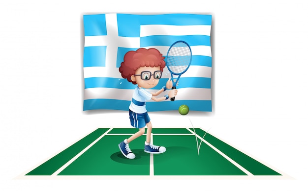 The flag of Greece and the tennis player