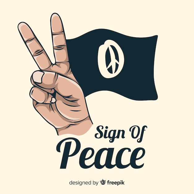 Flag hand peace sign background