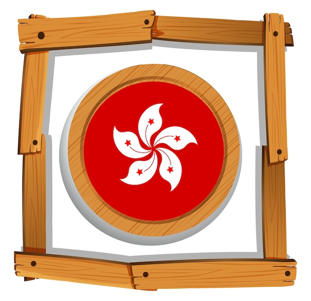 Free vector flag of hongkong in wooden frame