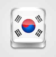 Бесплатное векторное изображение Вектор 3d флаг флаг значок южной кореи