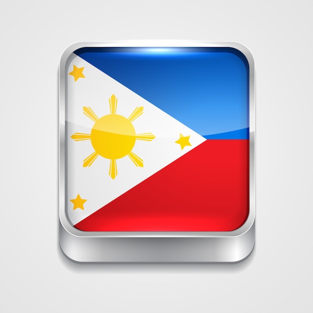 Vettore gratuito vettore 3d stile icona della bandiera delle filippine