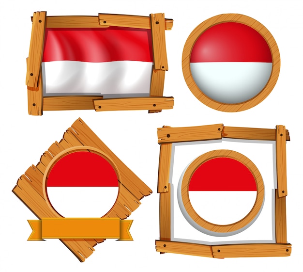 Flag of Indonesia in different frames