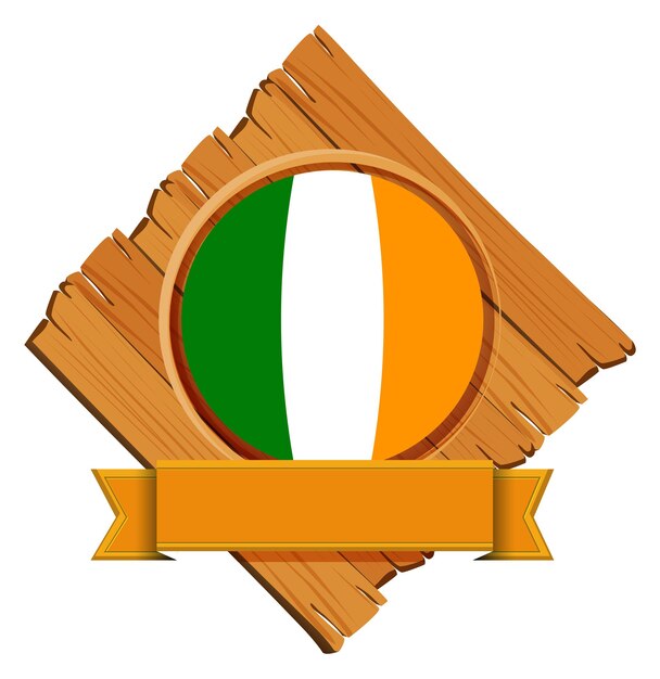木の板にアイルランドの旗